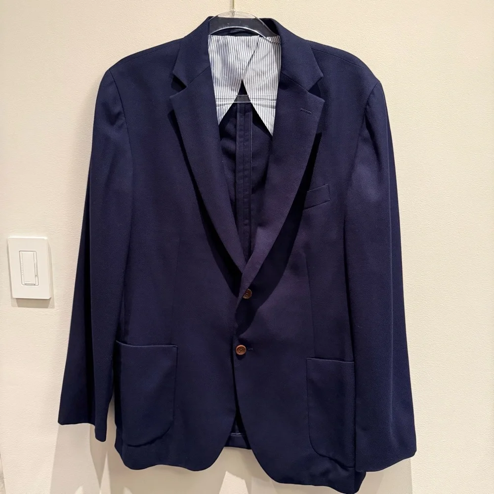 Charles Tyrwhitt Navy Blue 100% Wool Blazer Size 44R Men’s